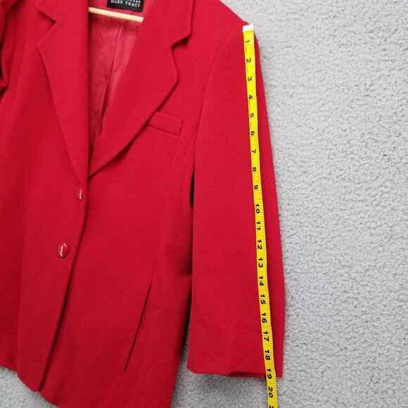 Vtg Linda Allard Ellen Tracy Blazer Jacket Womens Solid Red Wool Corduroy Sz 12P - Picture 9 of 12